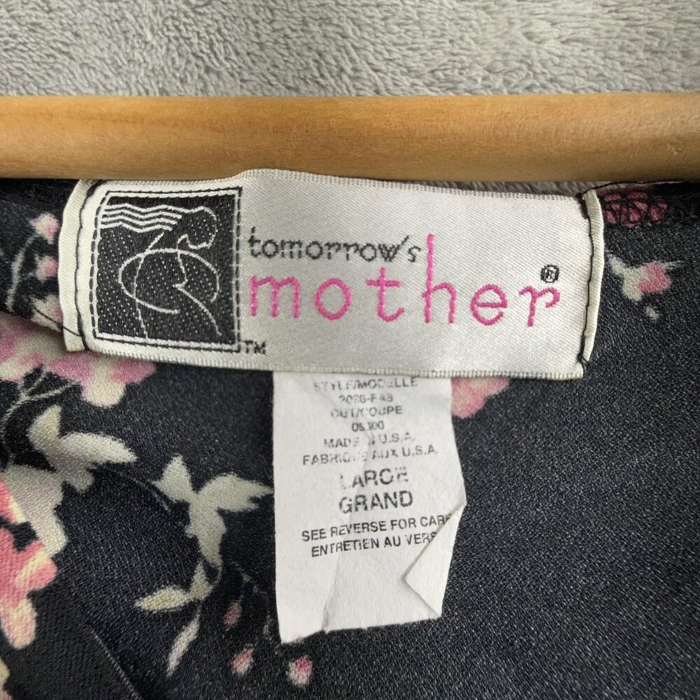 Tomorrow's Mother Top Womens Large Black Floral Maternity Nursing Wrap Blouse - Picture 3 of 14